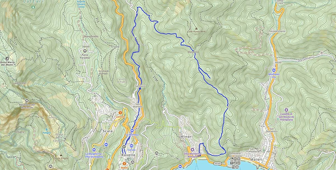 mappa Ravello Hiking